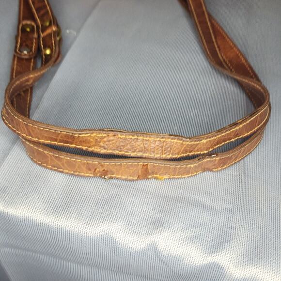 Vintage Brahmin Tote Brown Tuscan Leather Croc Trim Detail Shoulder Bag Rustic - Picture 10 of 10